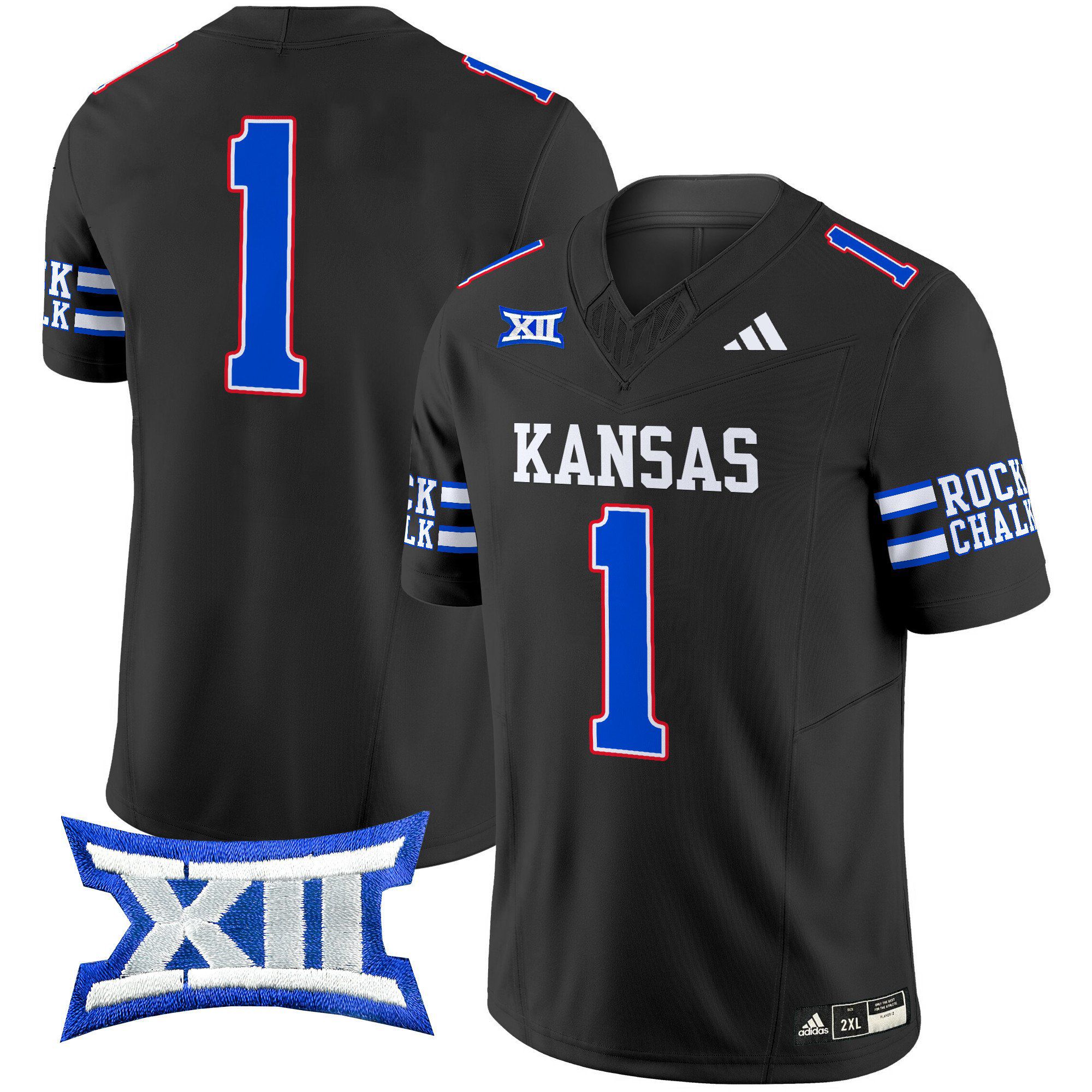 Men Kansas Jayhawks 1 No Name Black 2024 Vapor Limited NCAA Jersey
